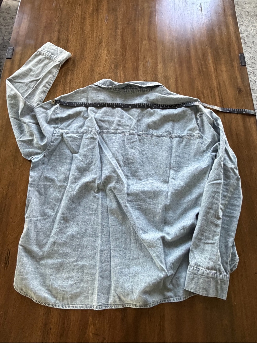 Jane and Delancey Light Blue Denim Pullover Blouse - Picture 5 of 6